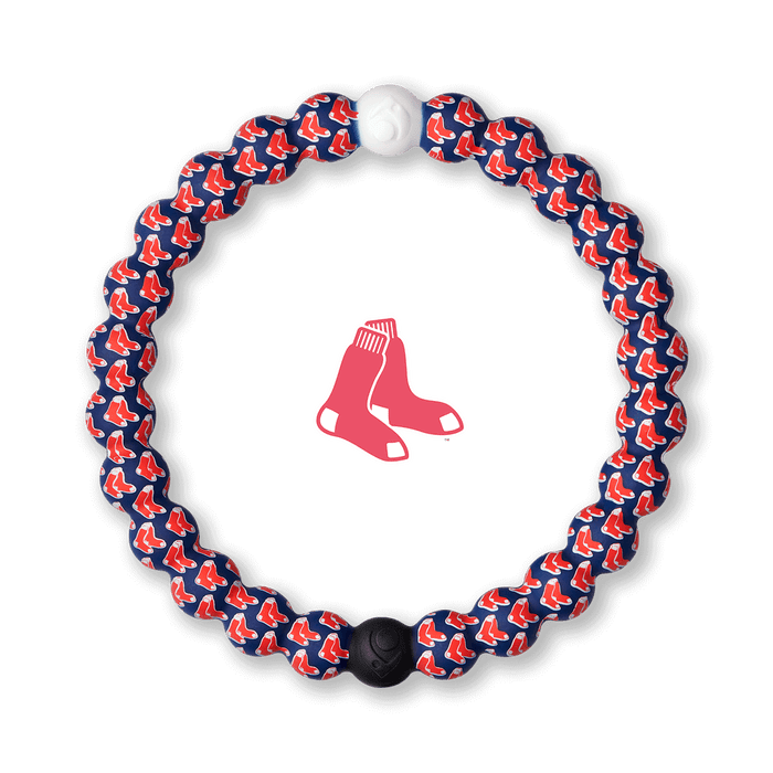 Silicone beaded bracelet with Red Sox logo pattern